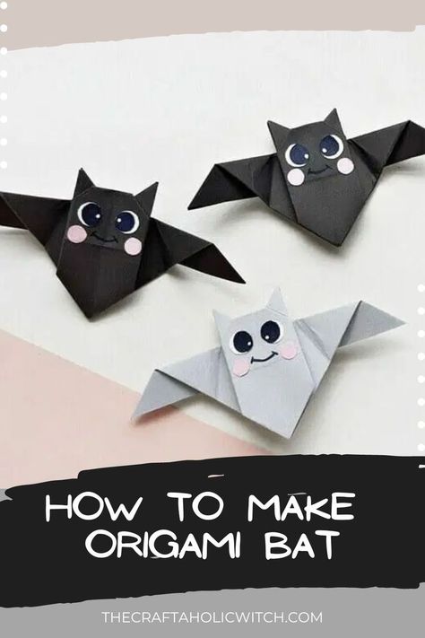 How to Make Origami Bat Bookmark Origami Tutorials, Origami Bats, Paper Claws, Origami Bat, Paper Bats, Garland Making, Halloween Origami, Paper Bat, Halloween Infantil