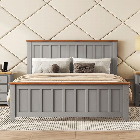 Classic Wood Platform Bed with Headboard and Footboard - Bed Bath & Beyond - 40755558 Bed Vintage, Simple Bed Frame, Wood Platform Bed Frame, Minimalist Bed, Wooden Platform Bed, Full Platform Bed, Queen Platform Bed, Simple Bed, Wooden Bed Frames