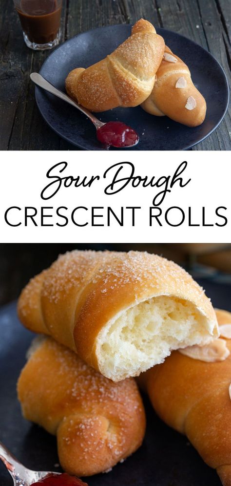 These soft and tender Sourdough Breakfast Crescent Rolls are made with sourdough discard. Lightly sweetened makes them perfect for Breakfast or Snack. Prep takes just 20 minutes and then the hardest part is waiting for the dough to rise. You will like this easy sourdough recipe! Sourdough Breakfast Ideas, Breakfast Crescent, Sourdough Breakfast, Crescent Rolls Recipe, Crescent Breakfast, Recipes With Yeast, Sourdough Recipe, Breakfast Crescent Rolls, Easy Sourdough