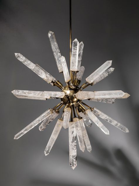 This eye-catching crystal starburst light fixture would be the focal piece of any home. Starburst Chandelier, Luminaire Original, Diy Lampe, Wood Room, Decoration Inspiration, The Ceiling, Crystal Decor, Cheap Decor, Energy Crystals