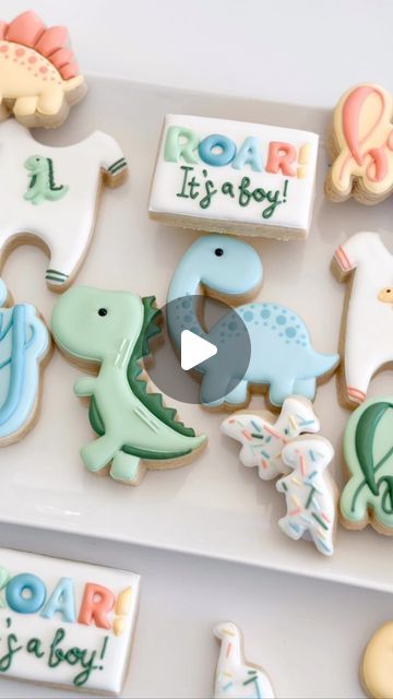 Dinosaur Cookie, Dinosaur Cookies, Cookie Videos, Decorating Videos, Dinosaur Cake, Fall Cookies, Boy Birthday Party, Birthday Cookies, Dinosaur Birthday