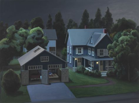 Amy Bennett's paintings of Small Town America based on reconstructed model villages | Creative Boom Amy Bennett, Animation Images, Strangely Familiar, Model Houses, Familiar Places, Model Village, Nuclear Family, Small Town America, Fly On The Wall