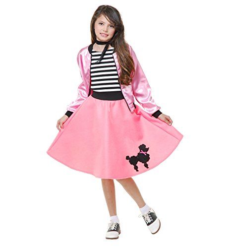 Charades Poodle Girl's Costume Dress, Pink, Medium Best Halloween Costumes & Dresses USA Kids Poodle Skirt, Poodle Skirt Halloween Costume, Girls Poodle Skirt, Skirt Halloween Costume, Poodle Skirt Costume, Gray Poodle, Long Pink Skirt, Poodle Dress, Dress With Scarf