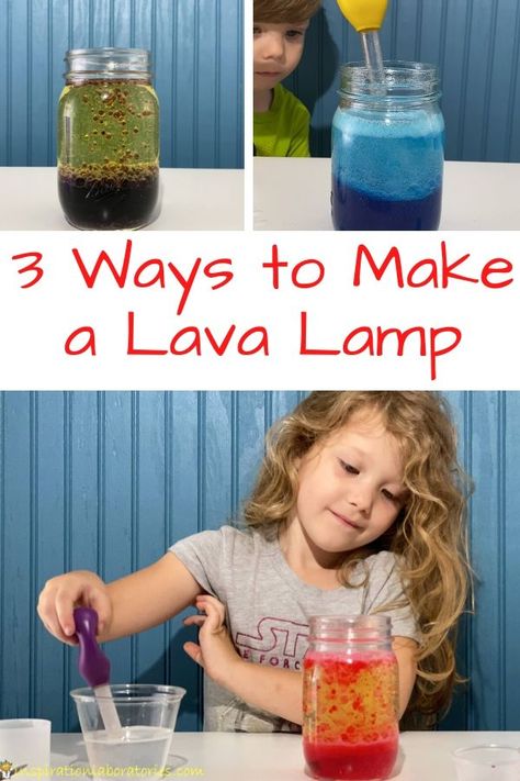 How to Make a Lava Lamp | Inspiration Laboratories Lava Lamp For Kids, How To Make Lava, Lava Lamp Experiment, Homemade Lava Lamp, Make A Lava Lamp, Making A Volcano, Lamp Inspiration, Kitchen Ingredients, Science Fair Projects