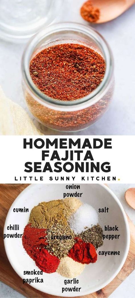 This homemade fajita seasoning is so easy to make, tastes much better than store-bought mixes and can save you a lot of money! It also allows you to control the amount of spiciness that goes into the mixture. #fajitaseasoning #spicemix #fajitamix #fajitaspiceblend #homemadespiceblend Crockpot Fajitas, Fajita Seasoning Recipe, Fajita Mix, Fajita Seasoning Mix, Fajita Spices, Homemade Fajita Seasoning, Julie Blanner, Spice Mix Recipes, Homemade Spice Blends