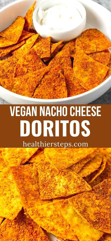 Store Bought Vegan Snacks, Nacho Cheese Doritos Recipes, Healthy Cheese Its, Veggie Crackers Homemade, Healthy Doritos, Doritos Seasoning Recipe, Dorito Recipes, Homemade Doritos, Vegan Doritos