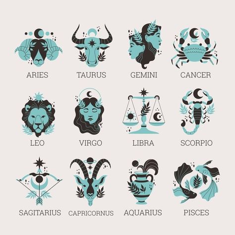 Hand drawn zodiac sign collection Free Vector Zodiak Gemini, Gemini And Pisces, Zodiac Sign Designs, Zodiac Signs Symbols, Aries And Aquarius, Gemini And Libra, Zodiac Sign Tattoos, Sagittarius Sign, Pisces Sign