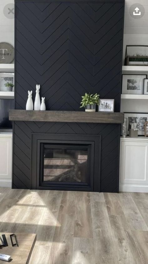 15 Black Shiplap Fireplace Ideas for a Moody Vibe - Nikki's Plate Bedroom Basement, Bar Basement, Fireplace Built Ins, Living Room Decor Fireplace, Accent Walls In Living Room, Fireplace Remodel, Home Fireplace, Fireplace Makeover, Kids Games