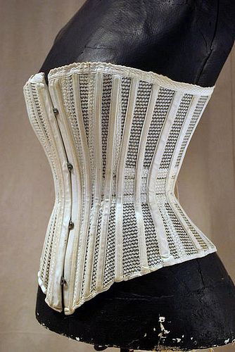 Wonderful cotton mesh highly structured and stayed summer corset dating to the late 19thc Summer Corset, Luxury Historical Design Corset, Luxury Corset With Historical Design, Vintage Corset With Historical Design, Antique Corsets Victorian, 1905 Corset, Edwardian Corsets, Mesh Corset, Corsets