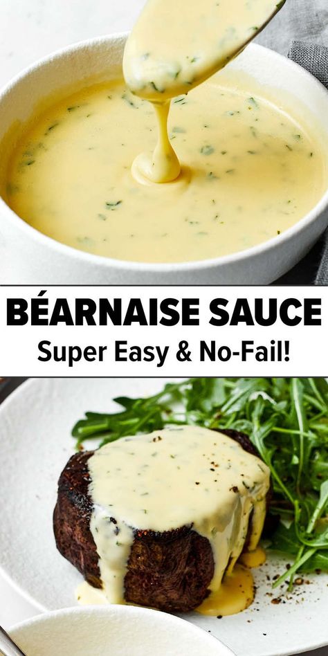 Easy Bearnaise Sauce Recipe For Steak Sauce Bearnaise, Bearnaise Sauce Recipe, Bernaise Sauce, Béarnaise Sauce, Steak Sauce Recipes, Bearnaise Sauce, Homemade Sauce Recipes, French Recipes, To Have