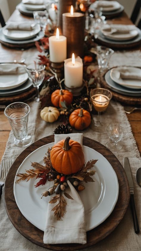 Transform your home with beautiful fall Thanksgiving decor Discover DIY ideas for stunning table centerpieces cozy candle setups Hobby Lobby finds front porch decorations and more Whether you're sprucing up your living room outdoor spaces farmhouse kitchen or modern areas these creative touches will add warmth and style to your home this season Fall Thanksgiving Table Decor, Fall Friendsgiving Decor, Thanksgiving Dinner Table Set Up, Holiday Table Top Decor, Thanksgiving Decorations For Table, Thanksgiving Indoor Decor, Diy Thanksgiving Dinner Table Decor, 2024 Thanksgiving Table Decor, Thanksgiving 2024 Decor