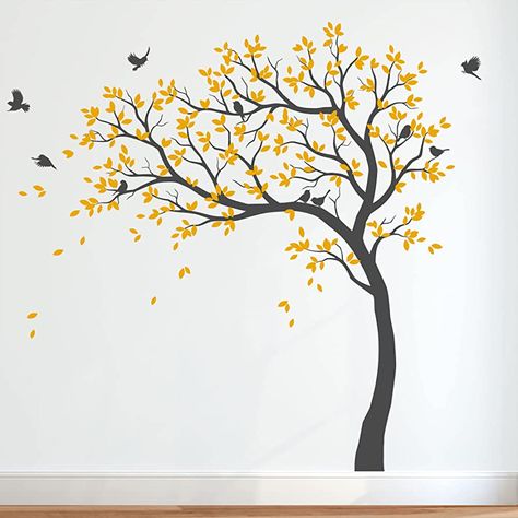 Tree Painting On The Wall, Tree Murals On Wall, Wall Tree Painting, Tree Wall Painting Ideas, Tree Design On Wall, Tree Murals, Tree Stencil For Wall, Woodland Mural, Tree Wall Painting