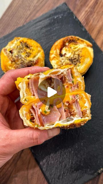 Josh Elkin on Instagram: "You’re definitely going to want to make these Breakfast Cupcakes. Ingredients below (makes 6) #breakfast #neverskipeggday  INGREDIENTS 1 large flour tortilla 2 cups grated cheddar cheese 1 cup spreadable cheese (I used laughing cow) 2 tbsp chopped chives 1/2 cup chopped cooked bacon bits 4 slices smoked ham 6 eggs" Breakfast Ham Sandwiches, Breakfast Cupcakes Egg Bacon, Breakfast Ham Recipes, Football Breakfast Ideas, Tortilla Egg Cups, Egg Cupcakes Breakfast, Laughing Cow Cheese Recipes, Breakfast Ideas Eggs, Savory Breakfast Ideas