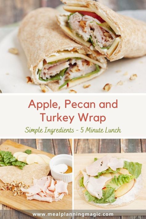 Turkey Wrap Recipes, Sandwich Turkey, Turkey Apple, Turkey Wrap, Fall Wraps, Apple Honey, Turkey Wraps, Course Ideas, Simple Lunch