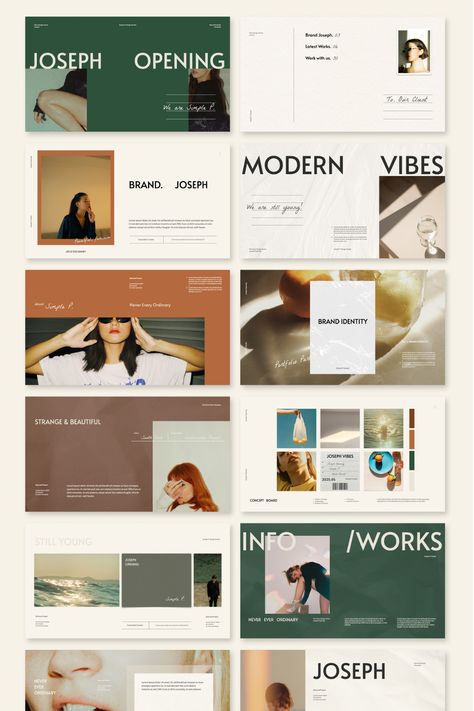 Creative Pitch Decks, Brochure Layout Design Inspiration, Graphic Design Portfolio Aesthetic, Slide Deck Inspiration, Design Research Portfolio, Branding Pitch Deck, Portfolio Design Layout Website, Portfolio Website Design Inspiration Layout, Fashion Pitch Deck