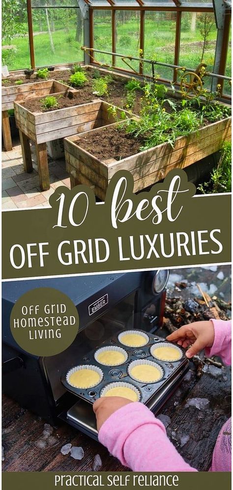 Upgrade your Off Grid Homestead & Homestead Living with 10 best off grid luxuries. Enjoy the best of off-grid living with amenities like unlimited hot water, air conditioning, and free electricity. This collection proves you can have modern conveniences while living off the grid. Find more disaster preparedness, self sufficient living, and homestead survival at practicalselfreliance.com. Off Grid Farmhouse, Remote Living Off The Grid, Off Grid Oven, Off The Grid Quotes Life, Off Grid Necessities, Off Grid Prepping, Off Grid Air Conditioning, Off Grid Living Self Sufficient Diy Projects, Off Grid Survival Projects