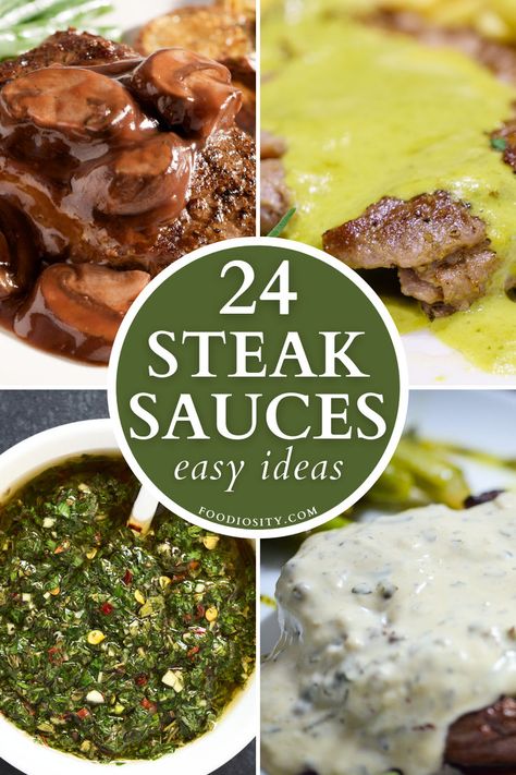 Transform your steak dinners with 24 Easy Steak Sauce Ideas! Whether you prefer classic flavors or bold new tastes, these simple-to-make sauces will elevate your steak to a culinary masterpiece. Click now to discover sauces that range from rich and creamy to tangy and spicy, perfect for any steak lover. #SteakSauces Sauce For Ribeye Steak, Steak Toppings Sauce, Sauces For Steak, Best Steak Sauce, Steak Sauces, Steak Toppings, Creamy Peppercorn Sauce, Bordelaise Sauce, Blue Cheese Dressing Recipe