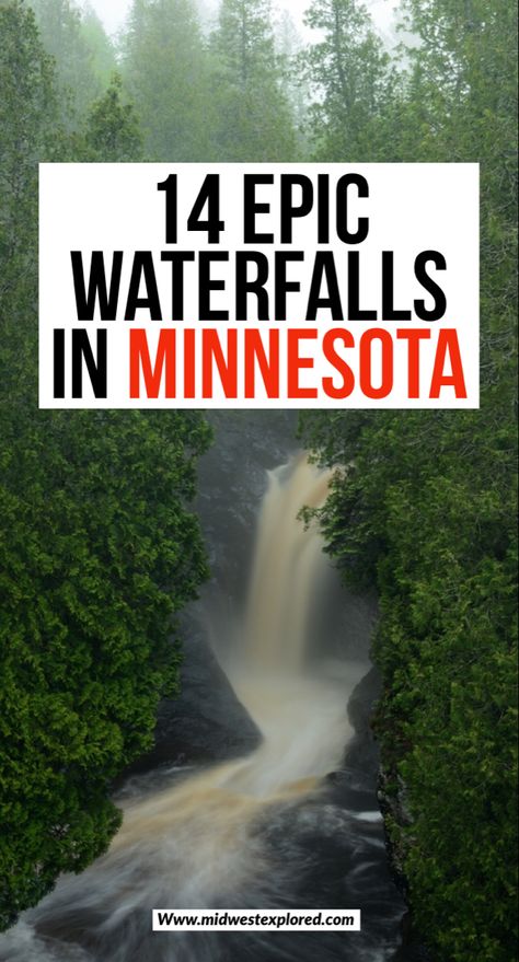 Very tall waterfall with water cascading down into churning river below w/evergreen trees all around. Minnesota Vacation Ideas, Things To Do In Minnesota, International Falls Minnesota, Minnesota State Parks, Minnesota Day Trips Kids, Minnesota Hiking, Mn State Parks, Minnesota Hiking Trails, North Shore Minnesota