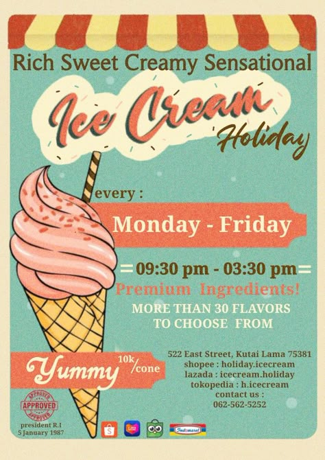 Advertisement Drawing Ideas, Flyer Advertisement Design, Product Advertisement Design Poster, Cute Flyers, Menu Design Layout, Food Illustration Design, Ice Cream Poster, File Decoration Ideas, Food Menu Template