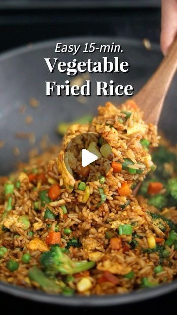 Christie Lai on Instagram: "Vegetable Fried Rice 📝 Recipe at www.christieathome.com (link in my profile). Just search for the dish and click ‘Jump to Recipe’!   Fluffy rice fried with broccoli and mixed vegetables, garlic, green onions with soy sauce and sesame oil. Ready in 15 minutes!  This is such easy and quick rice recipe especially if you have leftover rice in the fridge.   #rice #friedrice #vegetables #easyrecipes #easymeals #chinesefood #asianfood #chineserecipes" How To Make Vegetable Fried Rice, Rice With Frozen Vegetables, How To Fried Rice, Fried Rice Healthy Recipe, Fried Rice From Leftover Rice, Chinese Fried Rice Recipe Vegetarian, Leftover Rice Recipes Vegetarian, Easy Vegetable Fried Rice, How To Make Stir Fry Rice