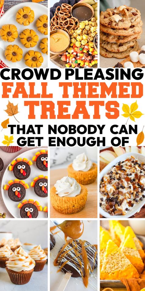 images of Fall Treats and Desserts For a Crowd Easy Fall Bake Sale Recipes, Healthy Fall Party Snacks, Simple Fall Snack Ideas, Fall Themed Party Food Ideas, Fall Dessert Decorating Ideas, Easy Fall Desserts For Party, Fall Birthday Treats, Fall Fest Desserts, Fall Desserts Easy For A Crowd