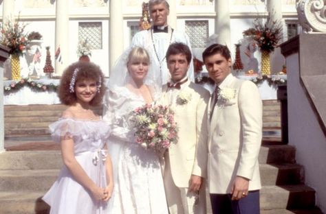 Scarface Wedding Al Pacino Michelle Pfeiffer, Steven Bauer, Scarface Movie, God Father, Wedding Movies, Tony Montana, Movie Shots, Michelle Pfeiffer, Rock N’roll