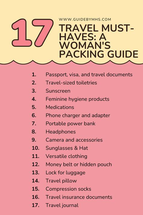 Conquer the world in style with our curated list of must-have travel essentials for women. From stylish and practical to safety and comfort, we've got you covered. Pack light, travel smart, and make unforgettable memories! #travelessentials #womenstravel #packinglist #traveltips #vacationessentials #travelhacks What To Pack For Travel, Women Packing List, Travel List Countries, International Travel Checklist For Women, Tips For International Travel, Traveling Essentials For Women, Travel List Packing For Women, International Travel Checklist, International Travel Essentials