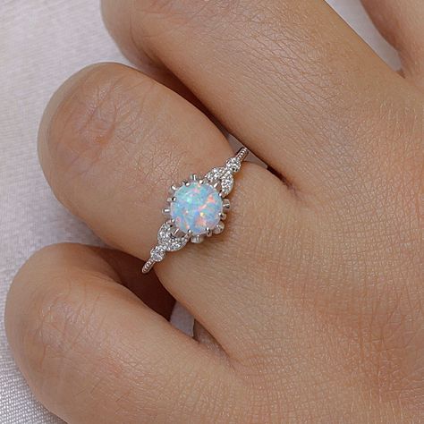 Solitaire Opal Ring, Fire Opal Engagement Ring, Colored Stone Engagement Rings, Cute Promise Rings, Opal Ring Vintage, Sterling Silver Opal Ring, Opal Solitaire Ring, Silver Opal Ring, Cute Engagement Rings