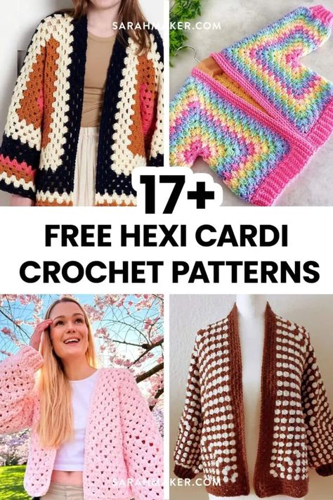 Hexagon Crochet Pattern, Hexagon Cardigan, Crochet Cardigan Free, Crochet Jacket Pattern, Crochet Cardigan Pattern Free, Granny Square Crochet Patterns Free, Gilet Crochet, Crochet Vest Pattern, Crochet Hexagon