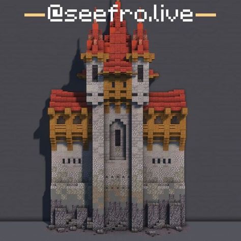 Three fantasy minecraft castle ideas for minecraft build inspiration Minecraft Castle Banner, Minecraft Castle Palette, Minecraft Smelting Building, Minecraft Castle Color Palette, Minecraft Castle Turret, Minecraft Medium Castle, Minecraft Castle Block Palette, Minecraft Castle Inspiration, Minecraft Medieval Wall Design