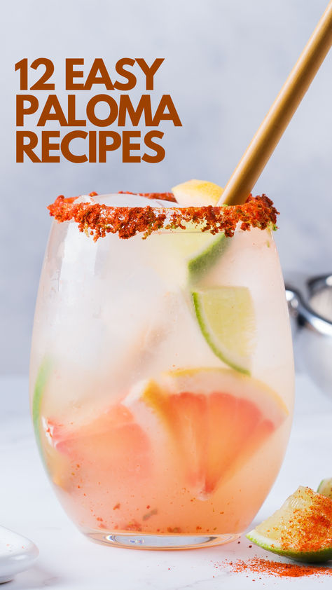 12 Easy Paloma Recipes Paloma Punch Recipe, Easy Paloma Recipe, Paloma Variations, Paloma Punch, Frozen Paloma, Drinks With Sprite, Paloma Drink, Paloma Recipe, Paloma Cocktail