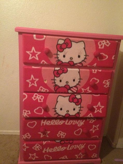 Hello Kitty Dresser, Y2k Furniture, Girls Dressers, Hello Kitty Furniture, Christmas Present List, Kitty Furniture, Kitty Room, Hello Kitty Room Decor, Girl Dresser