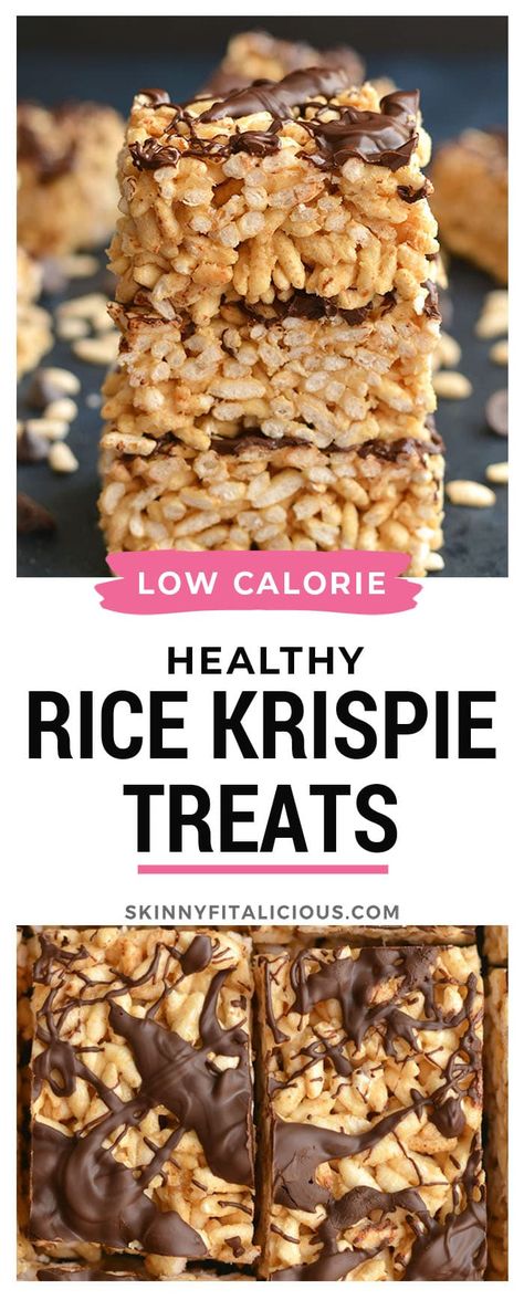 Healthier Sweet Snacks, Recipes With Rice Krispies Healthy, Delicious Low Calorie Snacks, Rice Krispie Healthy, Diet Treats Healthy, Low Cal Rice Crispy Treats, Clean Rice Krispie Treats, Healthy Sweet Options, Low Calorie Sweets Healthy