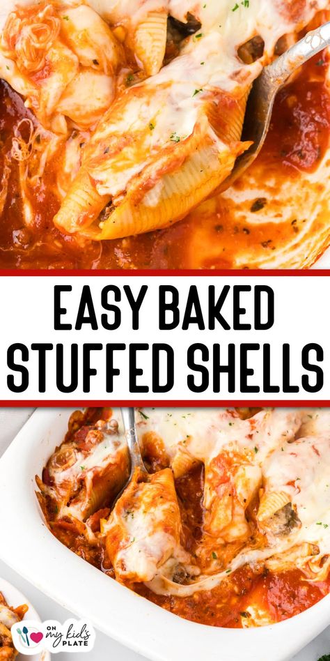 Try these delicious Italian stuffed shells with ground beef! Stuffed pasta shells are an easy and cozy meal that the whole family will enjoy, and will bring everyone round the dinner table, plus they are great to prep ahead for busy days. Beef And Cheese Stuffed Shells, Stuffed Jumbo Shells Recipe Ground Beef, Stuffed Noodles Shells, Stuffed Shells With Cottage Cheese, Ground Beef Stuffed Shells, Stuffed Shells With Ground Beef, Shells With Ground Beef, Jumbo Shell Recipes, Stuffed Shells Beef