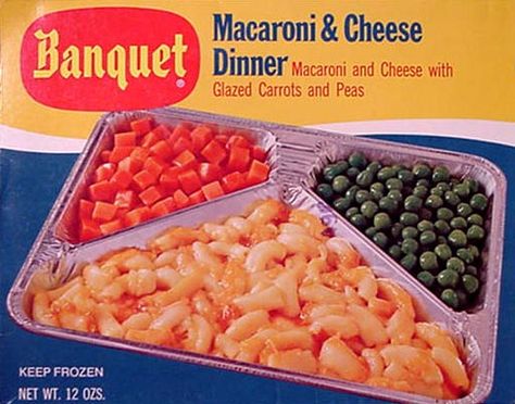 Before microwave ovens TV dinners took as long to cook as a full meal does now. Description from thewoodlandstamarac.com. I searched for this on bing.com/images Dinner Box, Frozen Dinners, Tv Dinner, Tv Food, Cooking Advice, Glazed Carrots, Food Ads, Macaroni Cheese, Retro Recipes