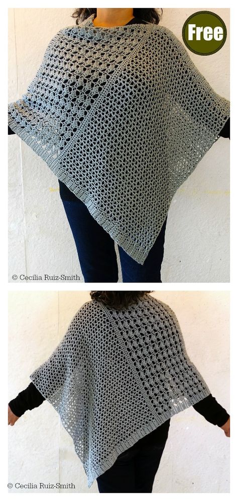 Wrapped Pearl Poncho Free Crochet Pattern Poncho Patterns, Crochet Poncho Free Pattern, Poncho Crochet, شال كروشيه, Crochet Poncho Patterns, Crochet Shawls And Wraps, Poncho Pattern, Crochet Wrap, Crochet Woman