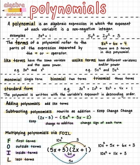 Intermediate Algebra College, Polynomial Functions Notes, Tips For Algebra 1, Advanced Algebra Notes, Quadratic Equations Notes Grade 9, Factoring Polynomials Notes, Freshman Algebra Notes, High School Math Notes, Algebra One Notes