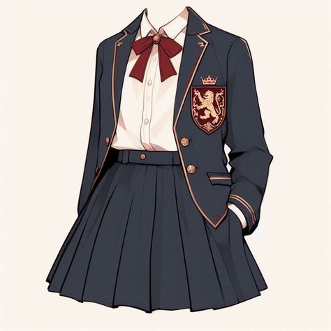 Female Uniform Design, Royal Uniform School, School Uniforms Drawing, School Uniform Ideas Drawing, Uniform Outfits Drawing, Magical School Uniform, Anime Uniform Design, Uniform Design School, Collage Uniform