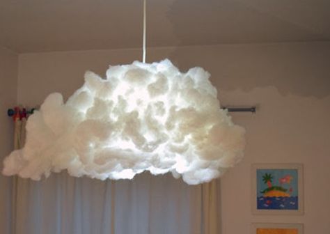 This genius lamp turns a basic hanging lamp into a mystical cloud lamp for a kid's room. An awesome addition to a sky themed nursery.   See the project at Mommo Design.    Read more: 101 Epic IKEA Hacks for Your Home - Momtastic http://www.momtastic.com/diy/518049-ikea-hacks/#ixzz3gHKjFBNi  Follow us: @itsmomtastic on Twitter | itsmomtastic on Facebook Cloud Lamp Diy, Cloud Lampshade, Diy Cloud Light, Mommo Design, Cloud Ceiling, Diy Luminaire, Cloud Light, Kura Bed, Cloud Lamp