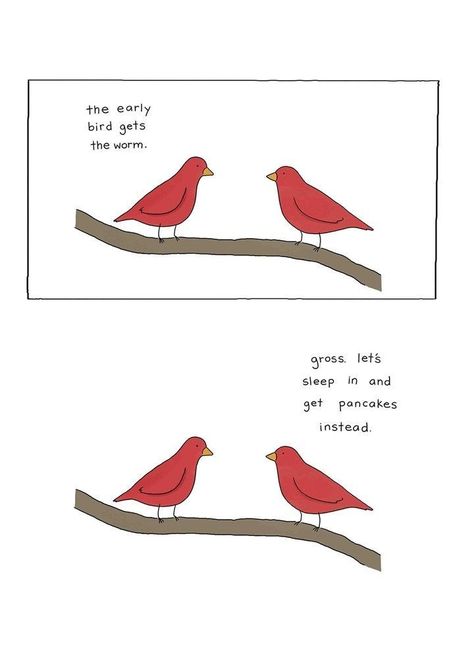 Wholesome Images, Liz Climo Comics, Teacher Puns, Liz Climo, Early Bird Gets The Worm, Animal Comics, Funny Animal Comics, Cute Fantasy Creatures, Doodle Illustration