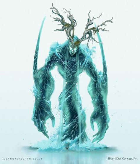 Dnd Water Elemental, Elemental Monster Art, Water Monsters Art, Water Elemental Fantasy Art, Elemental Creature Character Design, Elementals Fantasy Art, Water Monster Dnd, Water Monster Concept Art, Water Elemental Art