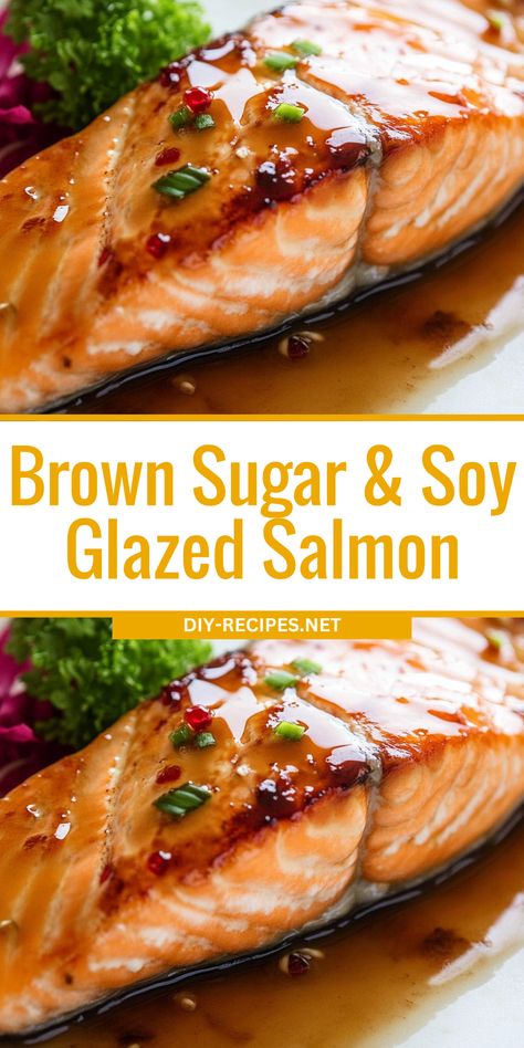 Enjoy the perfect balance of sweet and savory with this brown sugar and soy-glazed salmon. Baked in the oven and basted to ensure every bite is packed with flavor! Recipe For Salmon In The Oven, Quick And Easy Salmon Recipes Oven Baked, Baked Glazed Salmon, Bake Salmon In Oven Recipes, Broiled Salmon Recipes Oven, Glazed Salmon Recipes Baked, Easy Salmon Recipes Baked Healthy, Soy Salmon Recipes, Salmon In Oven Recipes