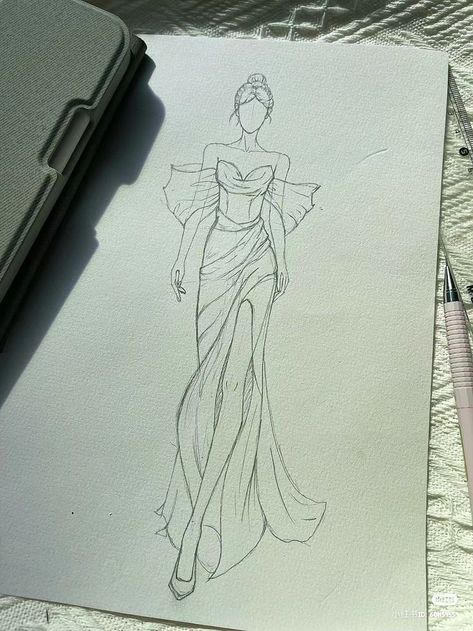 #fashion #sketches #drawing #dress Fashion Gown Sketches, Fashion Designer Sketches For Beginners, Fashion Designing Sketches For Beginners, Gown Drawing Sketches, Gown Sketches Design, Prom Dress Drawing, Fashion Designing Sketches, Fashion Drawing Dresses Sketches, Drawing Gown