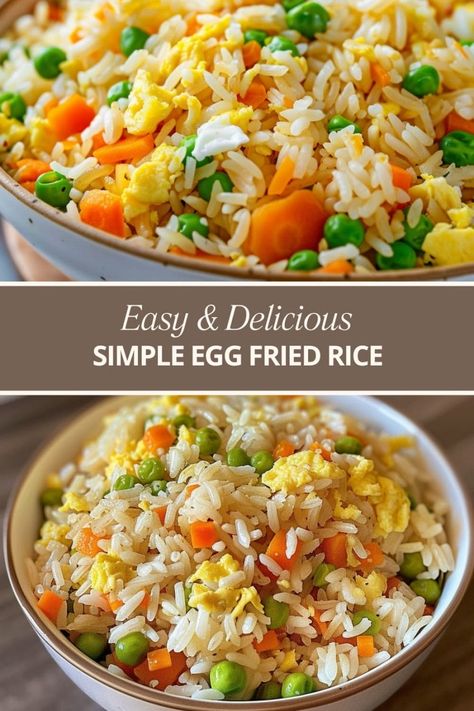 Simple Egg Fried Rice Egg Fried Rice With Vegetables, Eggless Fried Rice, Simple Egg Fried Rice Recipe, Simple Egg Fried Rice, Rice Eggs Breakfast, Veggie Fried Rice With Egg, Simple Rice Dishes, Egg Rice Recipes, Chicken Fried Rice With Egg