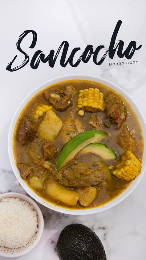 Sanchoco Recipe, Sancho Soup Recipe, Sancho Recipe Beef, Dominican Republic Traditional Food, Dominican Soup Recipes, Dominican Lunch Ideas, San Cocho Soup, Sancocho Puerto Rican Recipes, Easy Sancocho Recipe