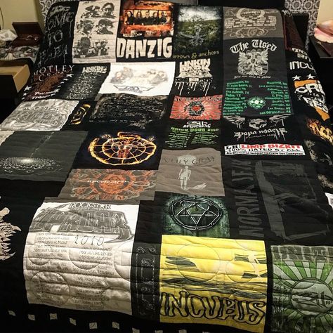 Band Tee Quilt, Concert Shirt Quilts, Concert Tshirt Quilt, T Shirt Quilts For Beginners, Tshirt Quilt Diy, Tee Shirt Quilt, Quilted Sweater, Be The Sunshine, Art 2023