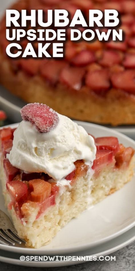 Rhubarb Desserts Recipes, Rhubarb Dessert, Rhubarb Cake Recipes, Rhubarb Upside Down Cake, Best Rhubarb Recipes, Rhubarb Coffee Cakes, Just Pies, Baked Cakes, Rhubarb Desserts