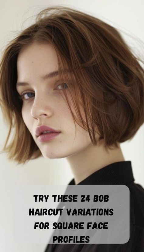 Square face profiles deserve a cut that softens and balances their features. These 24 bob haircut variations are specifically tailored to complement square face shapes, offering a range of stylish options from layered to blunt cuts. Hair Square Face Shape, Bob Haircuts For Square Faces, Short Hair Square Face Pixie Cuts, Bob Haircut For Square Face, Square Face Short Haircut, Short Hair Styles For Square Faces, Bobs For Square Faces, Best Haircut For Square Face, Bob Square Face