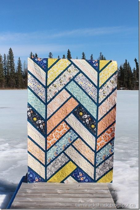 This is Terry’s Broken Herringbone quilt and the pattern is by Violet Craft.  I love the fabrics she used but don’t know the name of the collection. Violet Craft, Herringbone Quilt, Colorful Quilt, Tie Quilt, Quilt Care, Pretty Quilt, Scrappy Quilts, Patchwork Quilt, Quilting Ideas