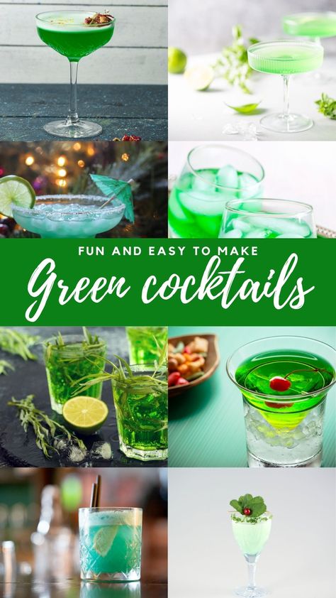 St Patricks Day Adult Drinks, St Patty Drinks Cocktail Recipes, Saint Patricks Drinks Alcohol, St Pattys Day Cocktails Vodka, Shrek Inspired Cocktails, Green Color Alcohol Drinks, Slytherin Alcoholic Drink, Green Colored Alcoholic Drinks, St Patrick’s Day Cocktails Easy